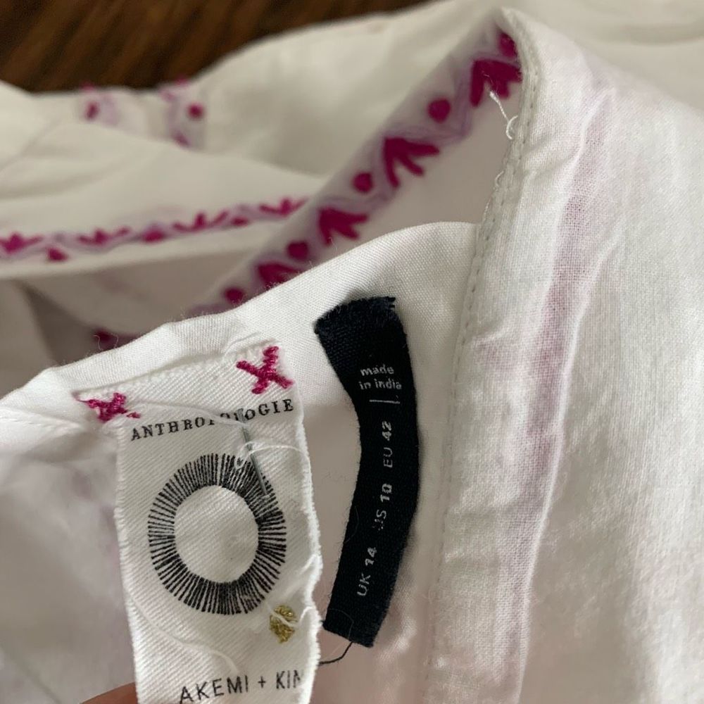 AKEMI KIN ANTHROPOLOGIE white cotton boho dress sz 10 or m - Picture 6 of 7